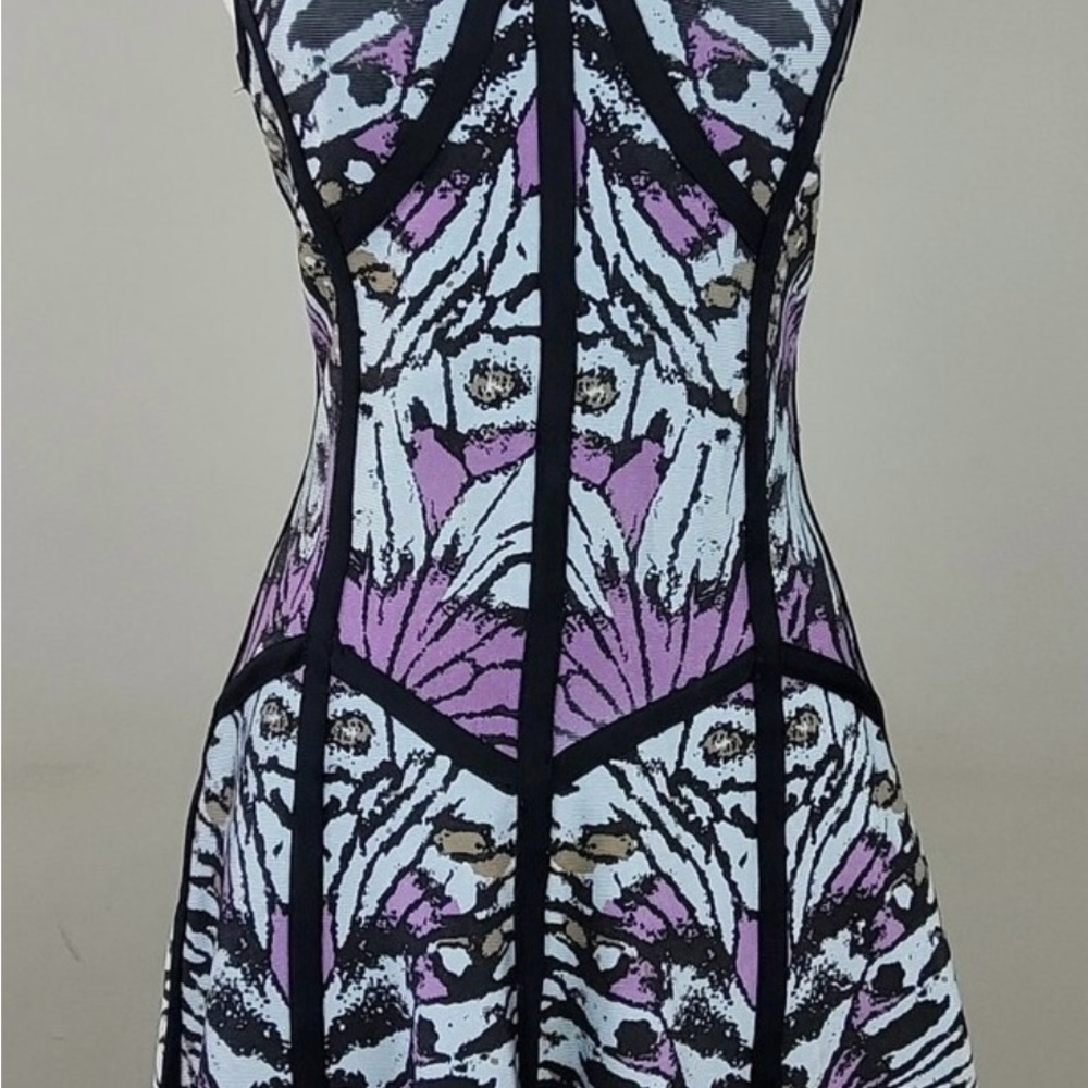Gracia Purple and Black Graphic Mini Dress